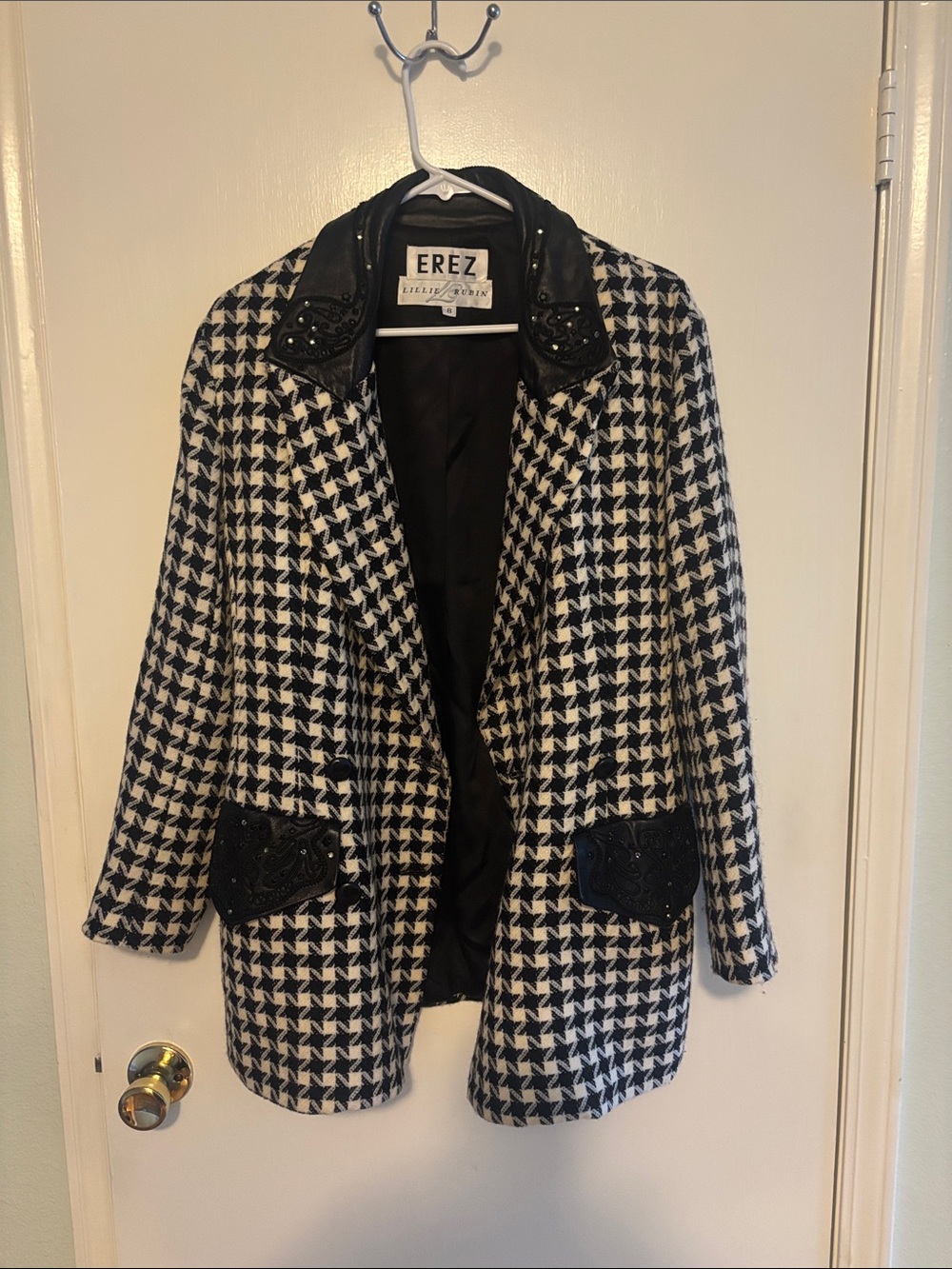 Lillie Rubin Black & White Houndstooth Blazer Jacket